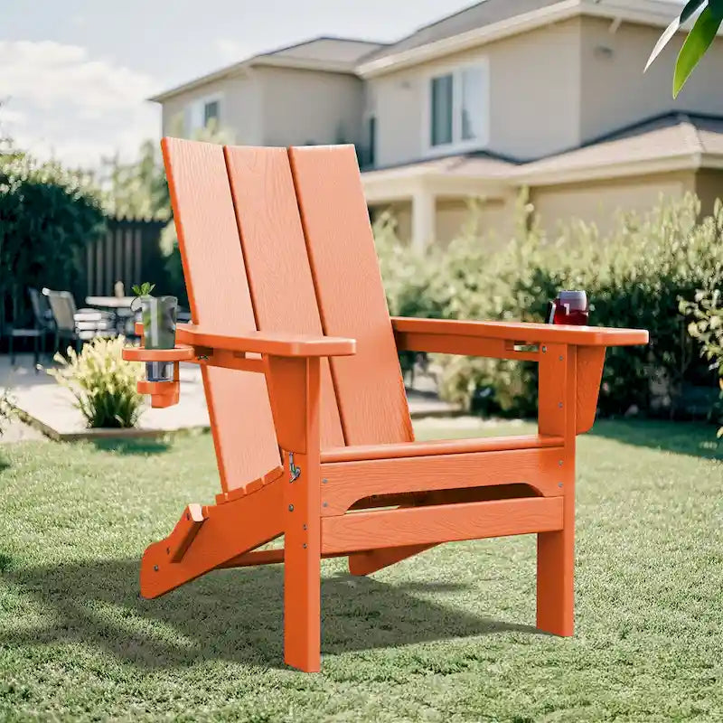 Chaises Adirondack modernes en PEHD résistantes aux intempéries avec porte-gobelets