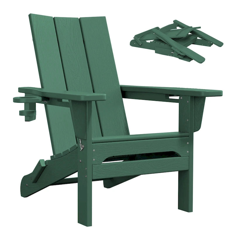 Chaises Adirondack modernes en PEHD résistantes aux intempéries avec porte-gobelets
