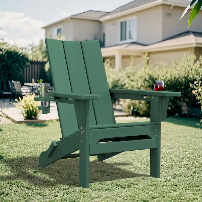 Chaises Adirondack modernes en PEHD résistantes aux intempéries avec porte-gobelets