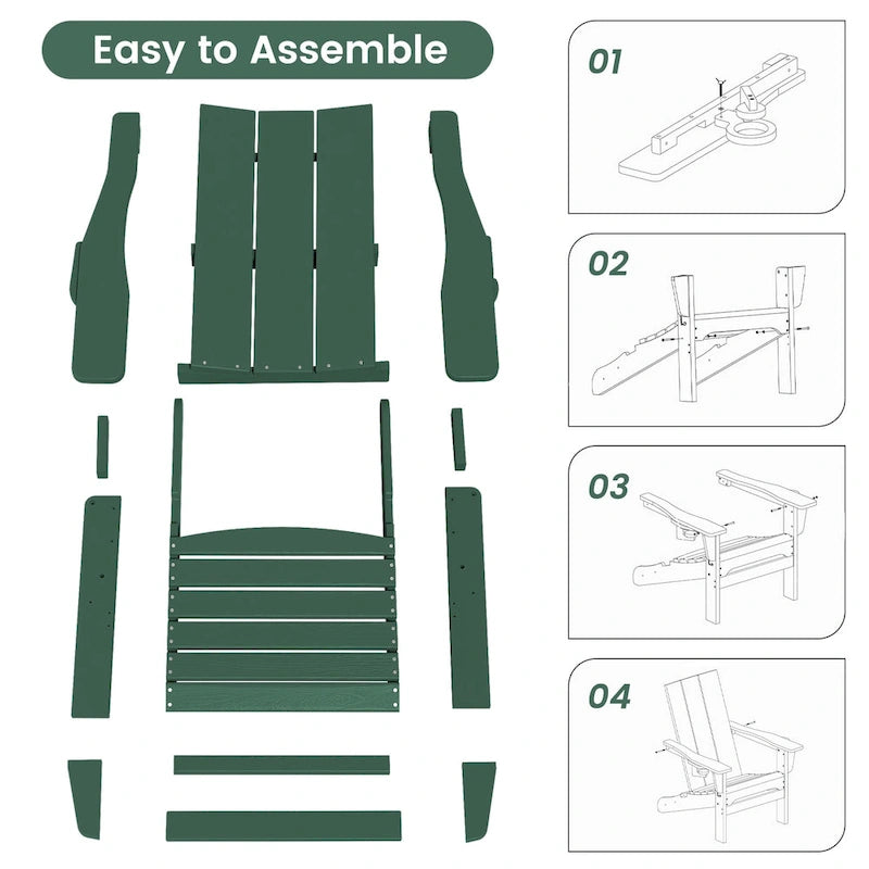 Chaises Adirondack modernes en PEHD résistantes aux intempéries avec porte-gobelets