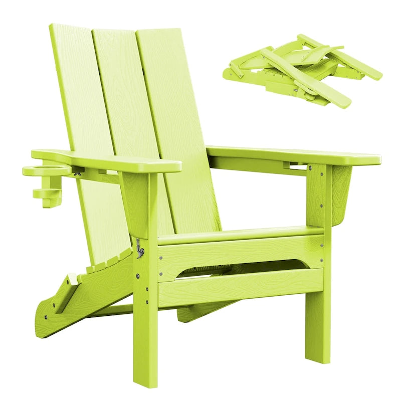 Chaises Adirondack modernes en PEHD résistantes aux intempéries avec porte-gobelets