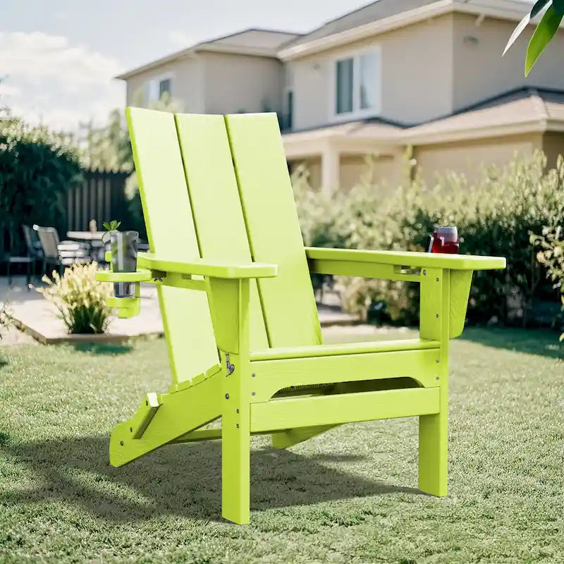 Chaises Adirondack modernes en PEHD résistantes aux intempéries avec porte-gobelets