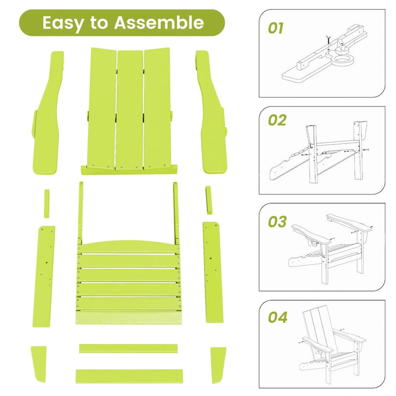 Chaises Adirondack modernes en PEHD résistantes aux intempéries avec porte-gobelets