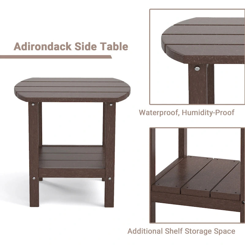 Table d'appoint extérieure pour chaises Adirondack, résistante aux intempéries, à l'humidité, à l'eau et aux taches.