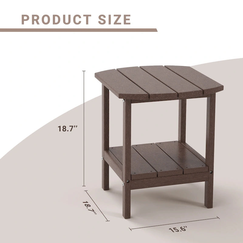 Table d'appoint extérieure pour chaises Adirondack, résistante aux intempéries, à l'humidité, à l'eau et aux taches.