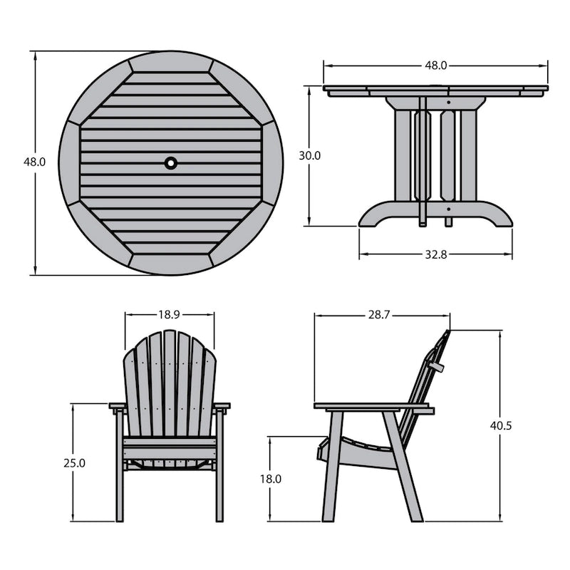 Ensemble de salle à manger Highwood Commercial Muskoka 5 pièces Adirondack 48