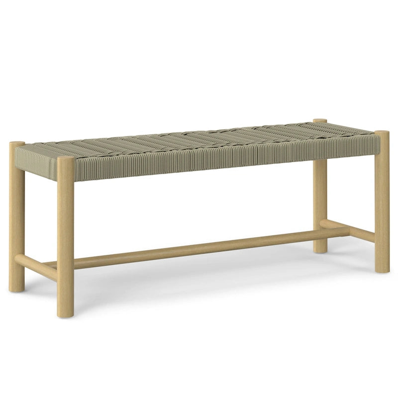 Banc contemporain d'extérieur/intérieur WYNDENHALL Soraya 45,7 cm x 116,8 cm (18 po x 46 po) - Profondeur : 40 cm (15,7 po) ; largeur : 116,8 cm (46 po) ; hauteur : 45,5 cm (17,9 po)