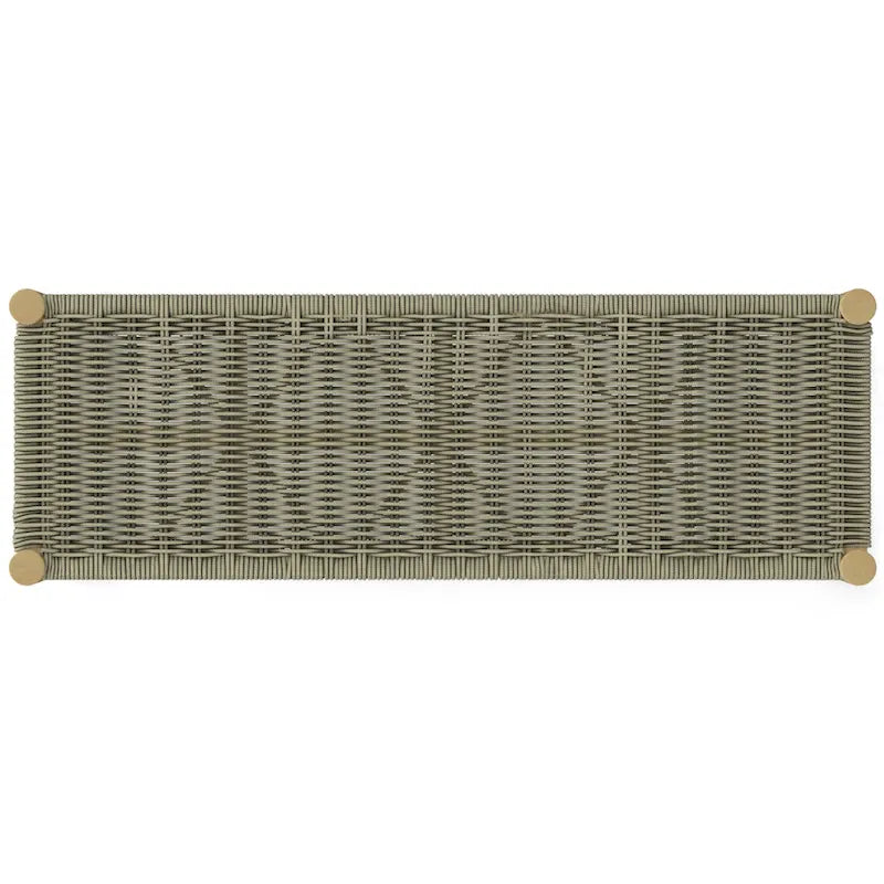 Banc contemporain d'extérieur/intérieur WYNDENHALL Soraya 45,7 cm x 116,8 cm (18 po x 46 po) - Profondeur : 40 cm (15,7 po) ; largeur : 116,8 cm (46 po) ; hauteur : 45,5 cm (17,9 po)