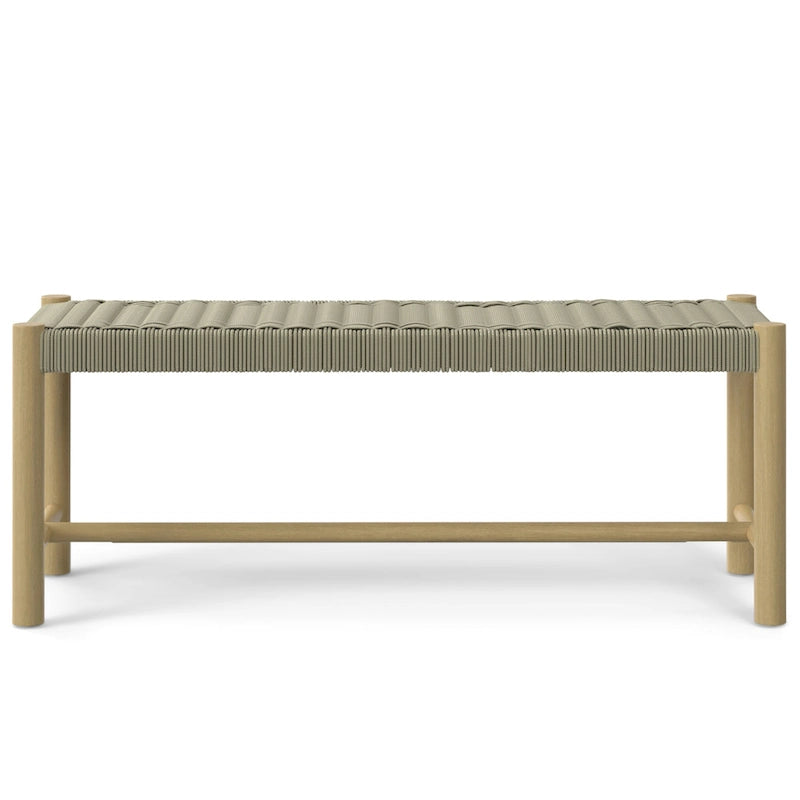 Banc contemporain d'extérieur/intérieur WYNDENHALL Soraya 45,7 cm x 116,8 cm (18 po x 46 po) - Profondeur : 40 cm (15,7 po) ; largeur : 116,8 cm (46 po) ; hauteur : 45,5 cm (17,9 po)