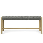Banc contemporain d'extérieur/intérieur WYNDENHALL Soraya 45,7 cm x 116,8 cm (18 po x 46 po) - Profondeur : 40 cm (15,7 po) ; largeur : 116,8 cm (46 po) ; hauteur : 45,5 cm (17,9 po)