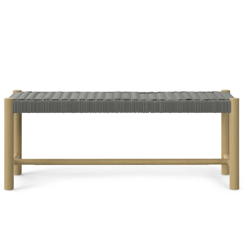 Banc contemporain d'extérieur/intérieur WYNDENHALL Soraya 45,7 cm x 116,8 cm (18 po x 46 po) - Profondeur : 40 cm (15,7 po) ; largeur : 116,8 cm (46 po) ; hauteur : 45,5 cm (17,9 po)