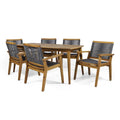 Ensemble de salle à manger d'extérieur 7 pièces en bois d'acacia McGill par Christopher Knight Home