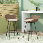 Tabourets de bar d'extérieur Kevin en osier et fer (lot de 2) par Christopher Knight Home