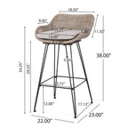 Tabourets de bar d'extérieur Kevin en osier et fer (lot de 2) par Christopher Knight Home