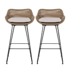 Tabourets de bar d'extérieur Kevin en osier et fer (lot de 2) par Christopher Knight Home