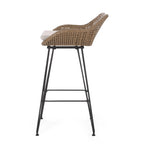 Tabourets de bar d'extérieur Kevin en osier et fer (lot de 2) par Christopher Knight Home