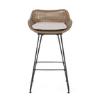Tabourets de bar d'extérieur Kevin en osier et fer (lot de 2) par Christopher Knight Home