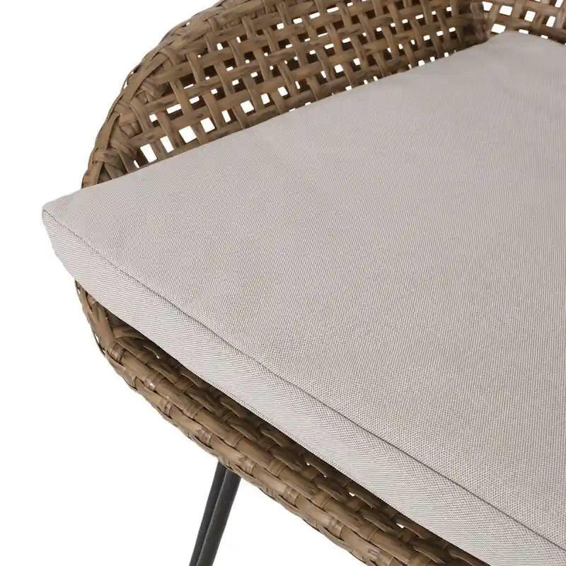 Tabourets de bar d'extérieur Kevin en osier et fer (lot de 2) par Christopher Knight Home