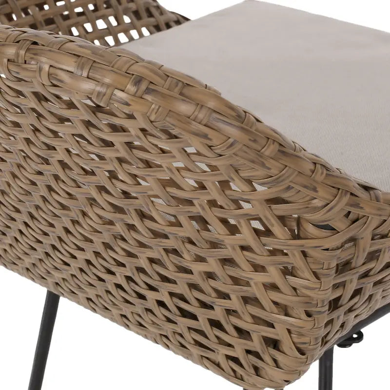 Tabourets de bar d'extérieur Kevin en osier et fer (lot de 2) par Christopher Knight Home