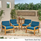 Fauteuils club d'extérieur Grenada en bois d'acacia avec coussins (ensemble de 4) par Christopher Knight Home - 31,00 cm L x 29,00 cm P x 27,25 cm H
