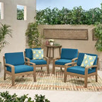 Fauteuils club d'extérieur Grenada en bois d'acacia avec coussins (ensemble de 4) par Christopher Knight Home - 31,00 cm L x 29,00 cm P x 27,25 cm H