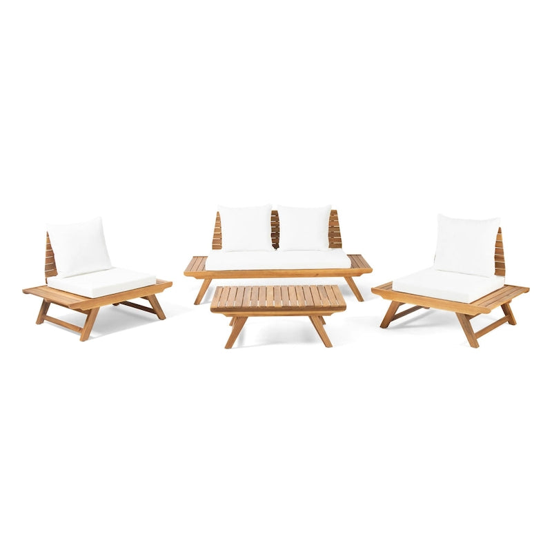Ensemble de conversation d'extérieur 4 pièces en bois d'acacia Sedona par Christopher Knight Home