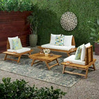 Ensemble de conversation d'extérieur 4 pièces en bois d'acacia Sedona par Christopher Knight Home
