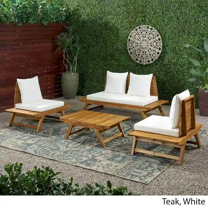 Ensemble de conversation d'extérieur 4 pièces en bois d'acacia Sedona par Christopher Knight Home