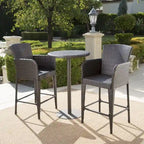Ensemble de bar rond en osier Brooklyn Outdoor 3 pièces de 66 cm (26 pouces) par Christopher Knight Home