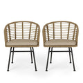 Fauteuils d'extérieur en osier Randy avec coussins résistants à l'eau (lot de 2) par Christopher Knight Home - 56,5 cm L x 57,8 cm l x 76,2 cm H