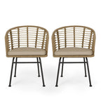 Fauteuils d'extérieur en osier Randy avec coussins résistants à l'eau (lot de 2) par Christopher Knight Home - 56,5 cm L x 57,8 cm l x 76,2 cm H