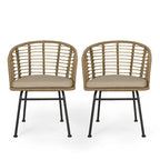 Fauteuils d'extérieur en osier Randy avec coussins résistants à l'eau (lot de 2) par Christopher Knight Home - 56,5 cm L x 57,8 cm l x 76,2 cm H