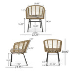 Fauteuils d'extérieur en osier Randy avec coussins résistants à l'eau (lot de 2) par Christopher Knight Home - 56,5 cm L x 57,8 cm l x 76,2 cm H