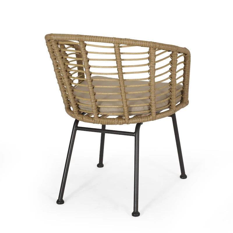 Fauteuils d'extérieur en osier Randy avec coussins résistants à l'eau (lot de 2) par Christopher Knight Home - 56,5 cm L x 57,8 cm l x 76,2 cm H