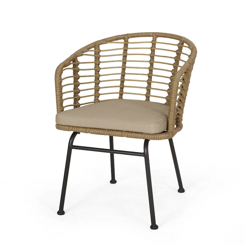 Fauteuils d'extérieur en osier Randy avec coussins résistants à l'eau (lot de 2) par Christopher Knight Home - 56,5 cm L x 57,8 cm l x 76,2 cm H