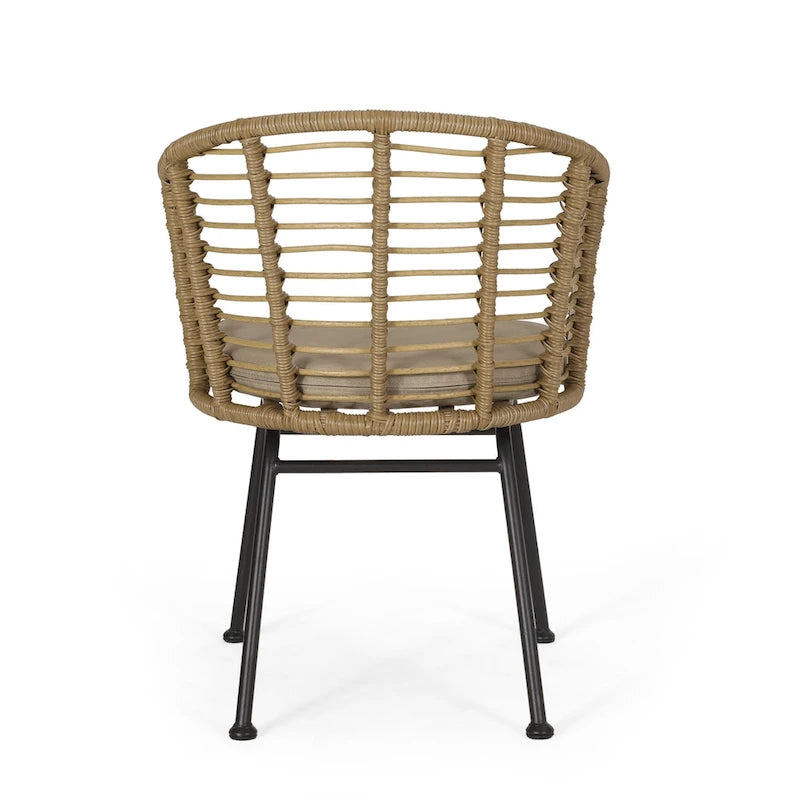 Fauteuils d'extérieur en osier Randy avec coussins résistants à l'eau (lot de 2) par Christopher Knight Home - 56,5 cm L x 57,8 cm l x 76,2 cm H