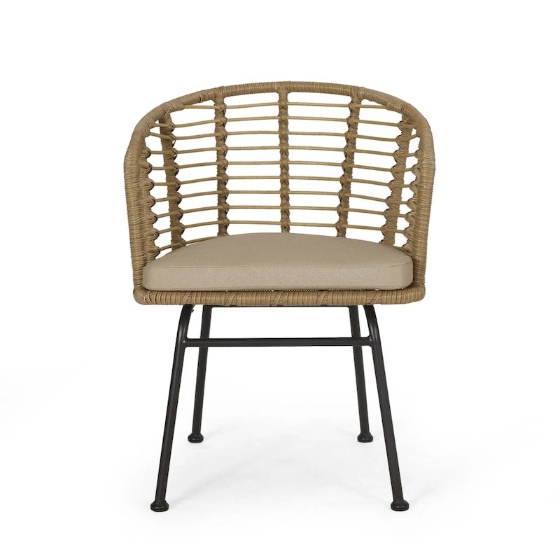Fauteuils d'extérieur en osier Randy avec coussins résistants à l'eau (lot de 2) par Christopher Knight Home - 56,5 cm L x 57,8 cm l x 76,2 cm H