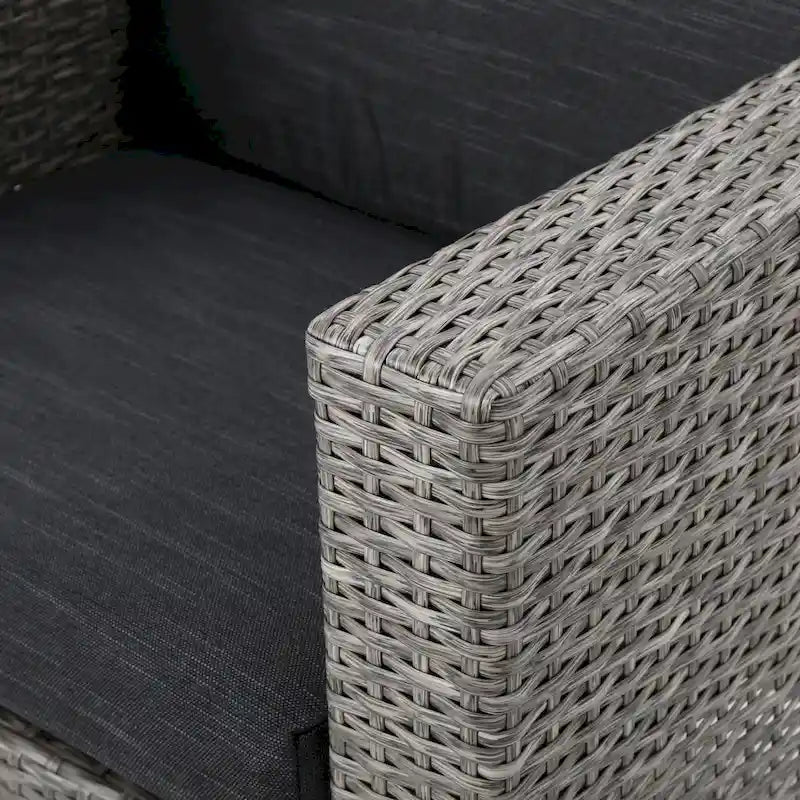 Ensemble de conversation 7 pièces en osier et fer Hegseth avec foyer extérieur par Christopher Knight Home