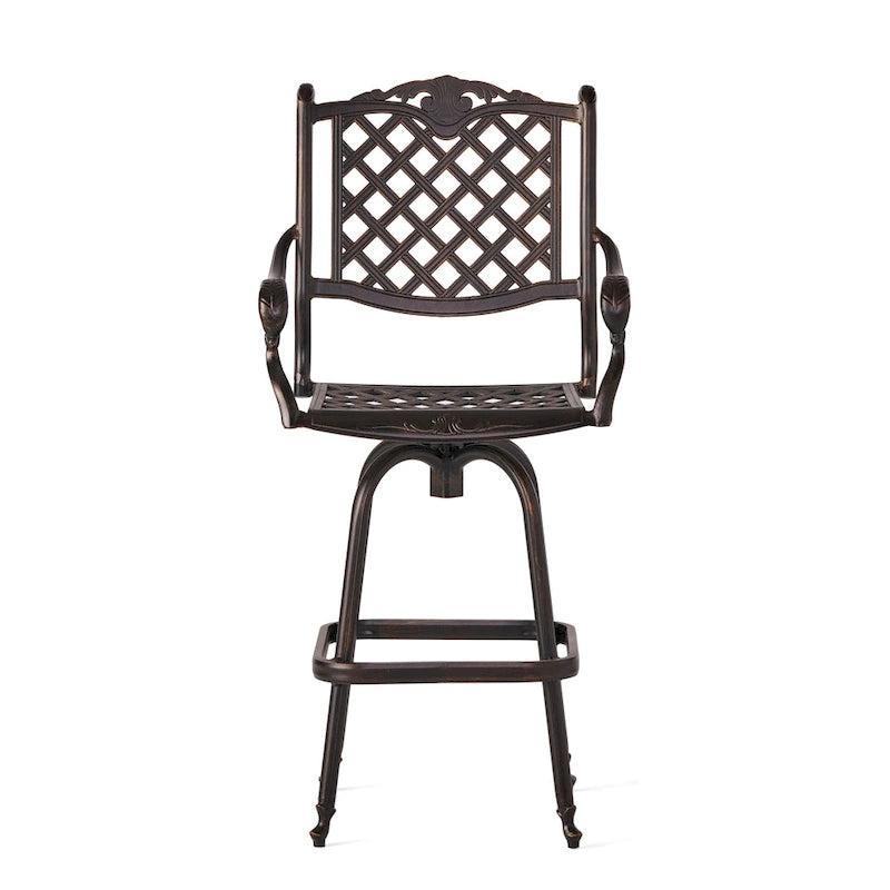 Tabouret de bar d'extérieur Avon en fonte d'aluminium cuivrée par Christopher Knight Home - 55,9 cm (P) x 64,8 cm (L) x 126,4 cm (H)