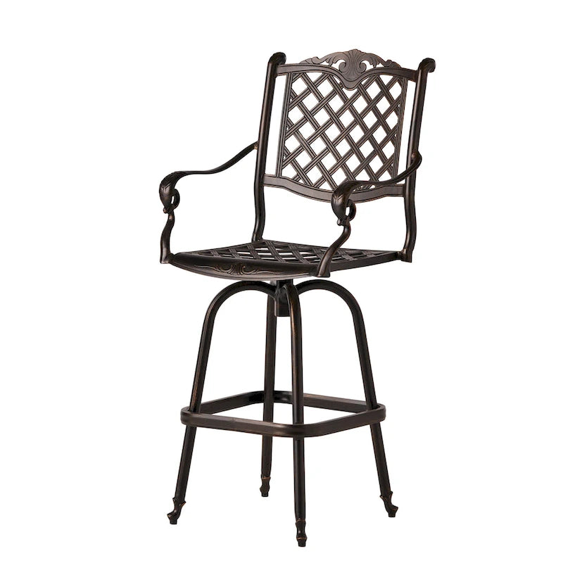 Tabouret de bar d'extérieur Avon en fonte d'aluminium cuivrée par Christopher Knight Home - 55,9 cm (P) x 64,8 cm (L) x 126,4 cm (H)
