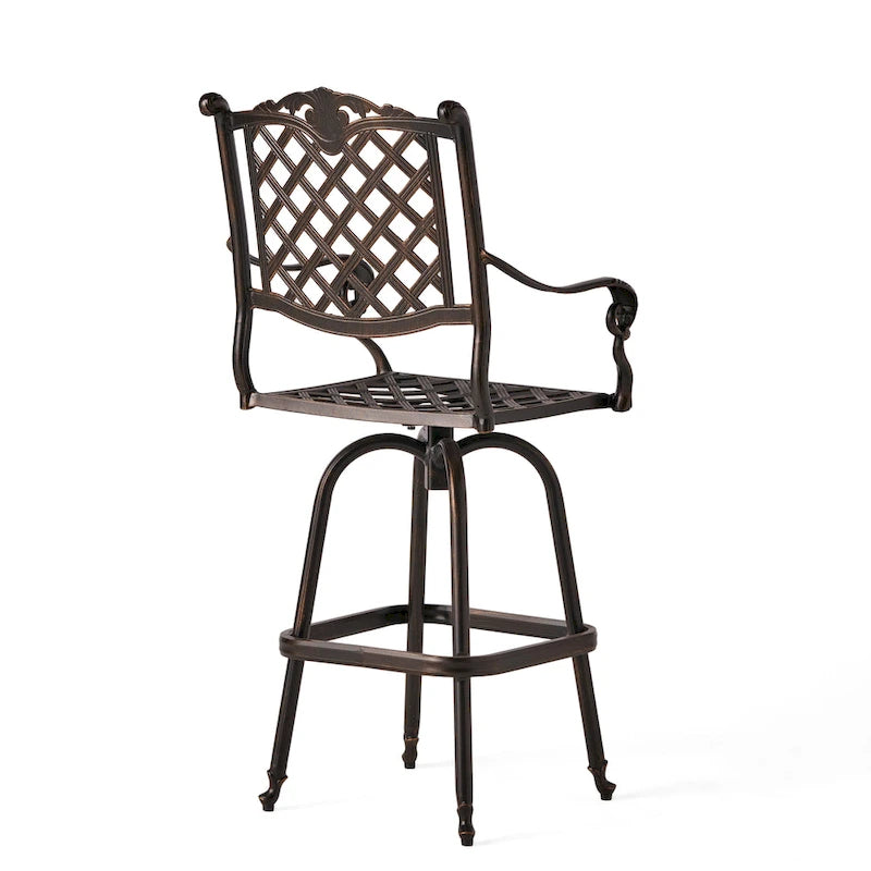 Tabouret de bar d'extérieur Avon en fonte d'aluminium cuivrée par Christopher Knight Home - 55,9 cm (P) x 64,8 cm (L) x 126,4 cm (H)