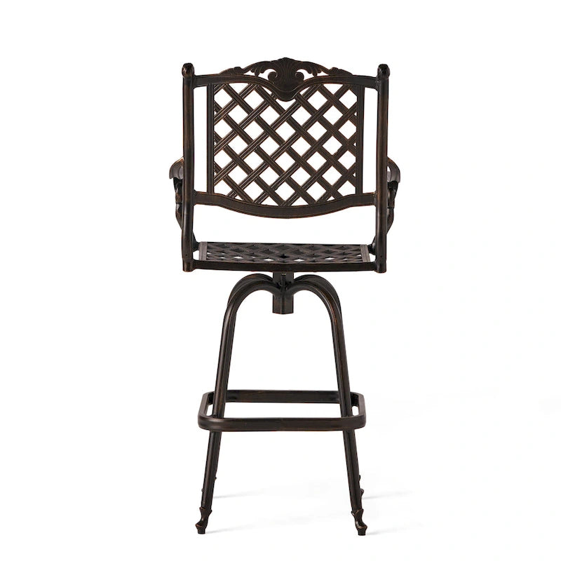 Tabouret de bar d'extérieur Avon en fonte d'aluminium cuivrée par Christopher Knight Home - 55,9 cm (P) x 64,8 cm (L) x 126,4 cm (H)