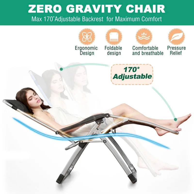 Fauteuil zéro gravité DoCred, fauteuil inclinable avec coussin et oreiller