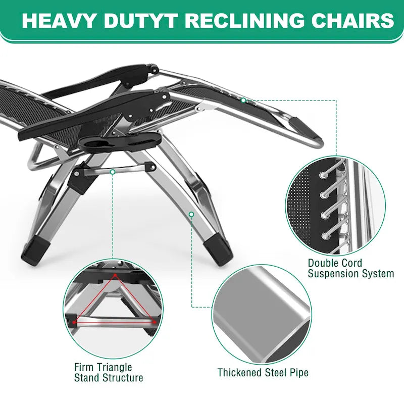 Fauteuil zéro gravité DoCred, fauteuil inclinable avec coussin et oreiller