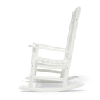 Fauteuil à bascule d'extérieur en plastique HDPE blanc avec dossier haut