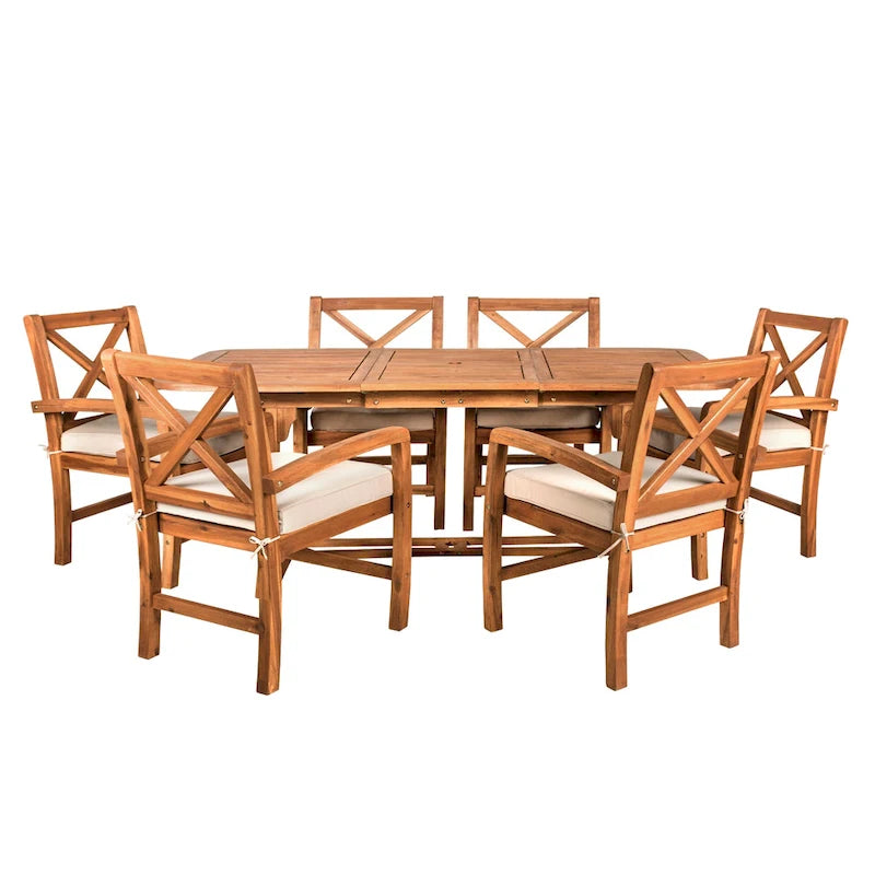 Ensemble de salle à manger d'extérieur extensible Middlebrook Surfside 7 pièces en acacia - 55-79 x 35 x 30 po (hauteur)