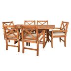 Ensemble de salle à manger d'extérieur extensible Middlebrook Surfside 7 pièces en acacia - 55-79 x 35 x 30 po (hauteur)