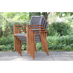 Ensemble de salle à manger Eilaf 7 pièces en eucalyptus avec chaises empilables en corde