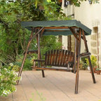 Fauteuil suspendu de patio Outsunny pour 2 personnes, banc de porche suspendu en bois avec auvent réglable