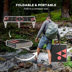 Table de beer pong portable Outsunny de 2,4 m avec pieds réglables, table de camping pliante, table de pique-nique en aluminium